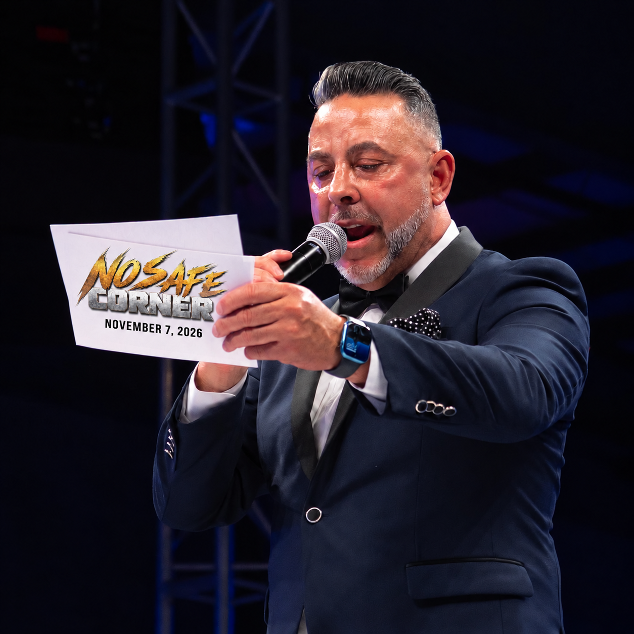 Sonny Franco announcing in the boxing ring